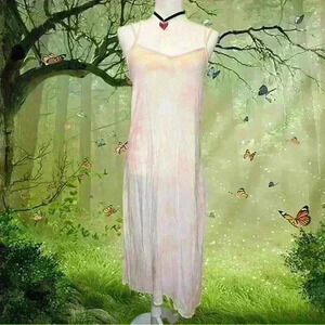 Aerie Tie Dye Pink/White Maxi Slip Dress